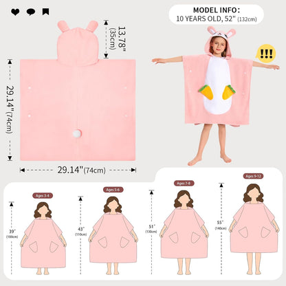 OLAOLA Kids Pink Rabbit Animal Beach Towels Bathrobe Blanket Plush Soft Coral Fleece Homewear Swim Robe