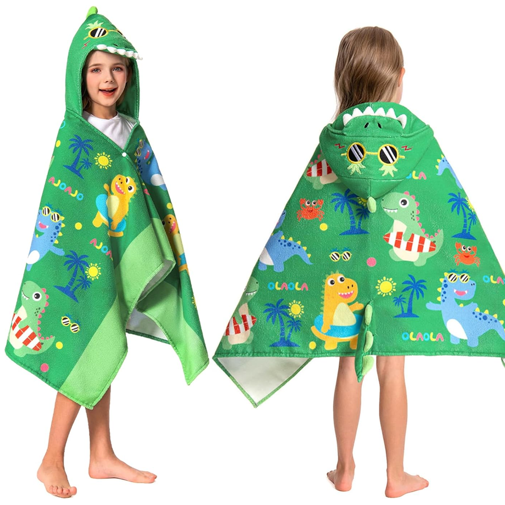 OLAOLA Kids Printed Beach Dinosaur Animal Beach Towels Blanket Plush Soft Absorbent Microfibre Outdoor Homewear