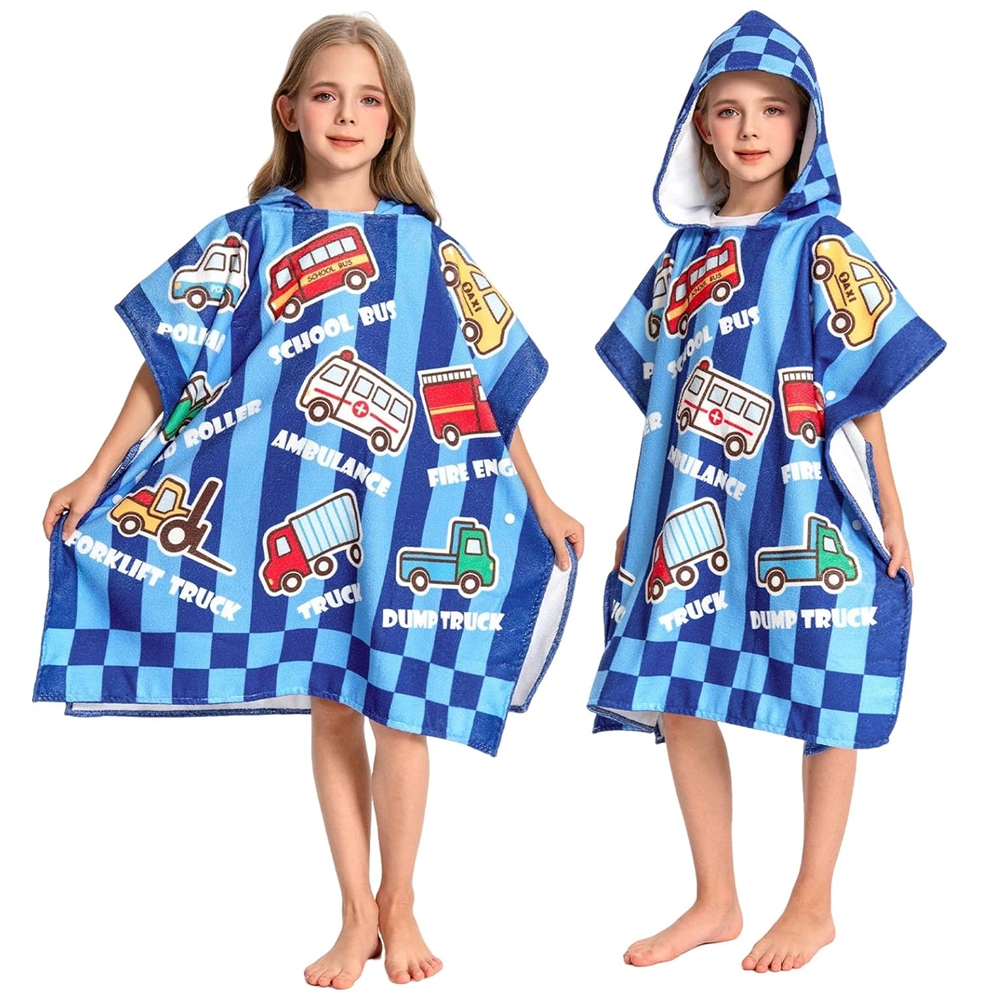 OLAOLA Kids Printed Cars Blue Beach Towels Blanket Plush Soft Absorbent Microfibre Outdoor Homewear