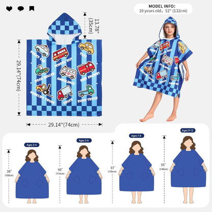 OLAOLA Kids Printed Cars Blue Beach Towels Blanket Plush Soft Absorbent Microfibre Outdoor Homewear