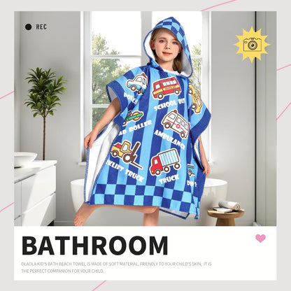 OLAOLA Kids Printed Cars Blue Beach Towels Blanket Plush Soft Absorbent Microfibre Outdoor Homewear