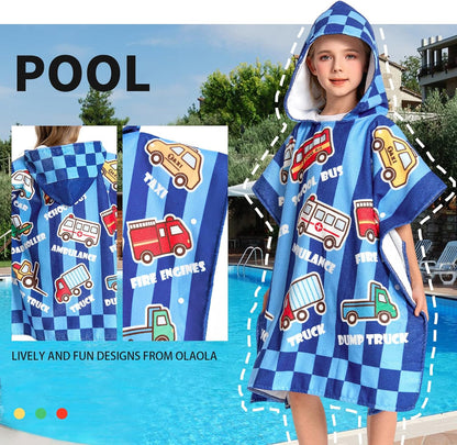 OLAOLA Kids Printed Cars Blue Beach Towels Blanket Plush Soft Absorbent Microfibre Outdoor Homewear