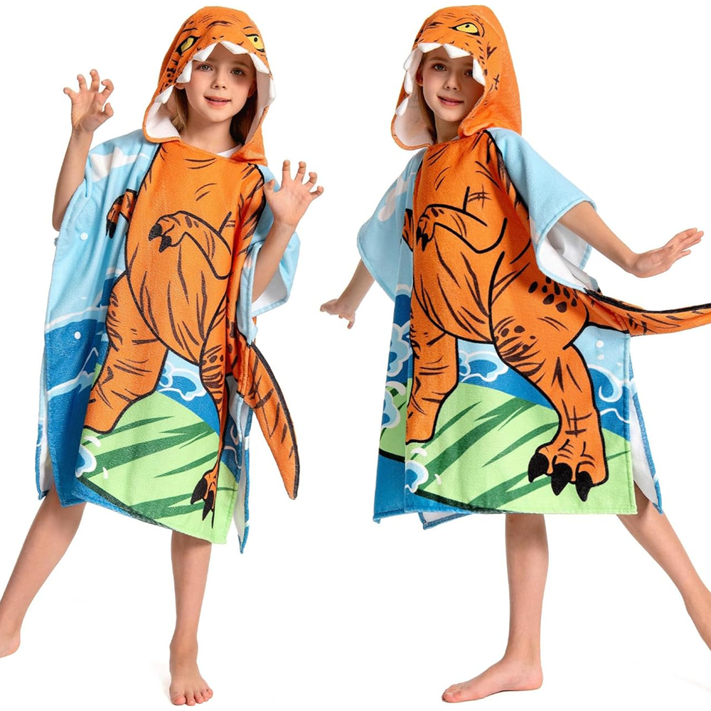 OLAOLA Kids Printed Dinosaur Tyrannosaurus Animal Beach Towels Blanket Plush Soft Absorbent Microfibre Outdoor Homewear