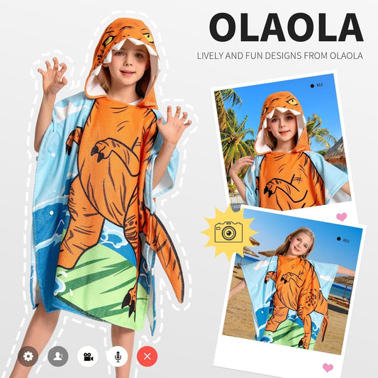 OLAOLA Kids Printed Dinosaur Tyrannosaurus Animal Beach Towels Blanket Plush Soft Absorbent Microfibre Outdoor Homewear