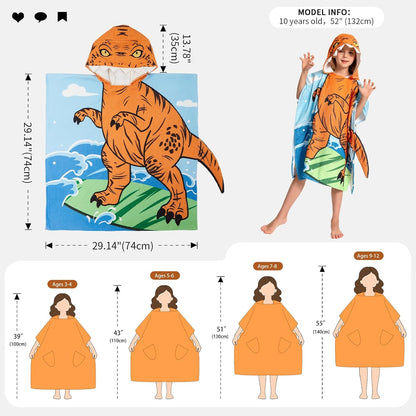 OLAOLA Kids Printed Dinosaur Tyrannosaurus Animal Beach Towels Blanket Plush Soft Absorbent Microfibre Outdoor Homewear