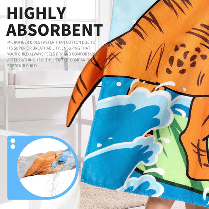 OLAOLA Kids Printed Dinosaur Tyrannosaurus Animal Beach Towels Blanket Plush Soft Absorbent Microfibre Outdoor Homewear