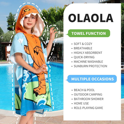 OLAOLA Kids Printed Dinosaur Tyrannosaurus Animal Beach Towels Blanket Plush Soft Absorbent Microfibre Outdoor Homewear
