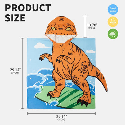 OLAOLA Kids Printed Dinosaur Tyrannosaurus Animal Beach Towels Blanket Plush Soft Absorbent Microfibre Outdoor Homewear