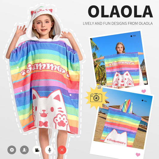 OLAOLA Kids Shark Animal Beach Bath Towels Blanket Plush Soft Coral Fleece Homewear Bath Hooded