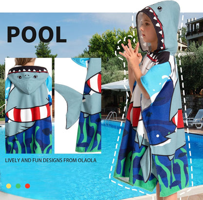 OLAOLA Kids Printed Shark Animal Beach Towels Blanket Plush Soft Absorbent Microfibre Outdoor Homewear