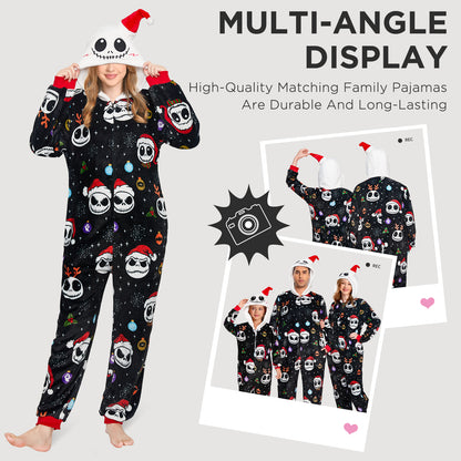 OLAOLA Kids Printed Skeleton Black Pajamas Plush Animals Onesie Sleepwear Halloween Party Suit