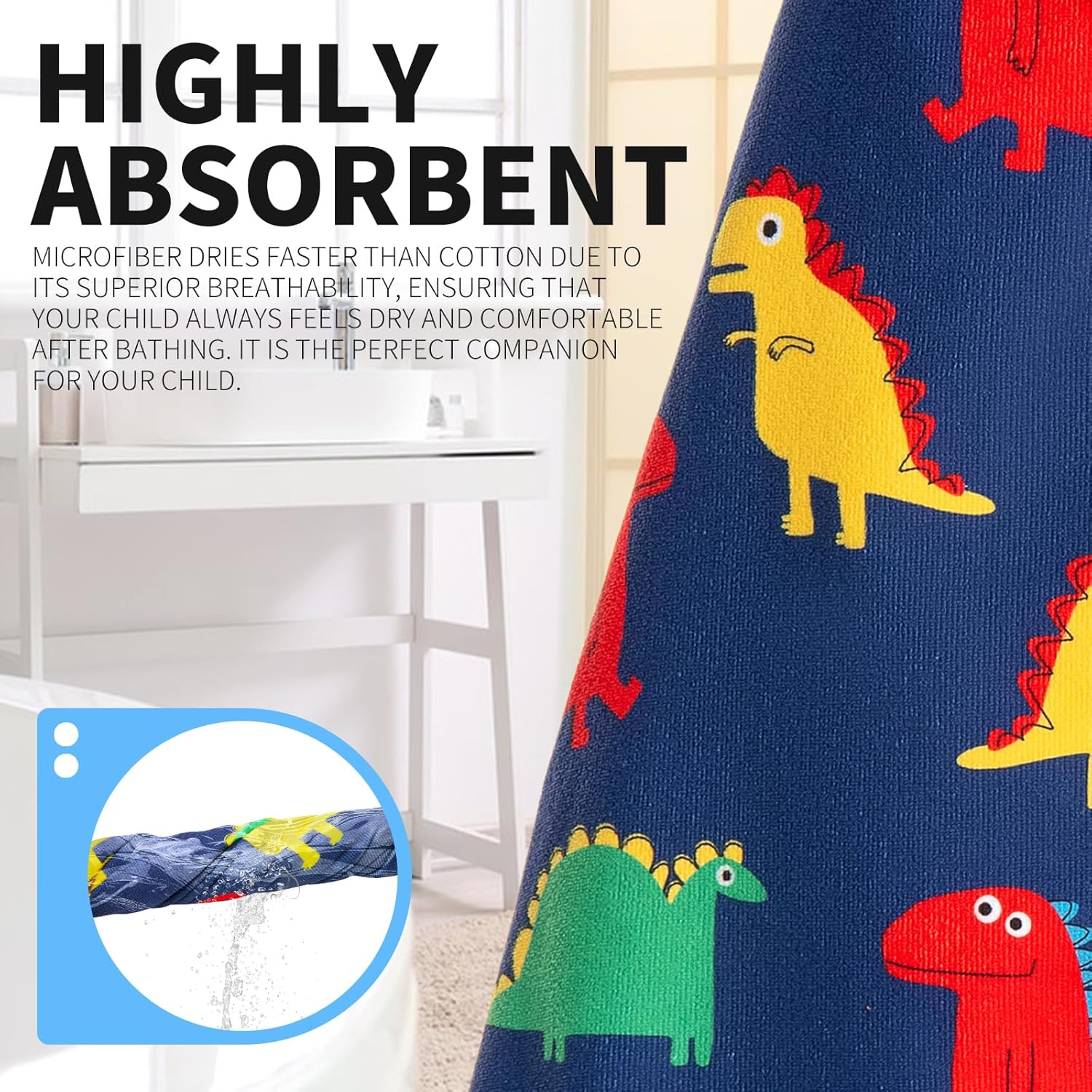 OLAOLA Kids Printed Space Dinosaur Animal Beach Towels Blanket Plush Soft Absorbent Microfibre Outdoor Homewear