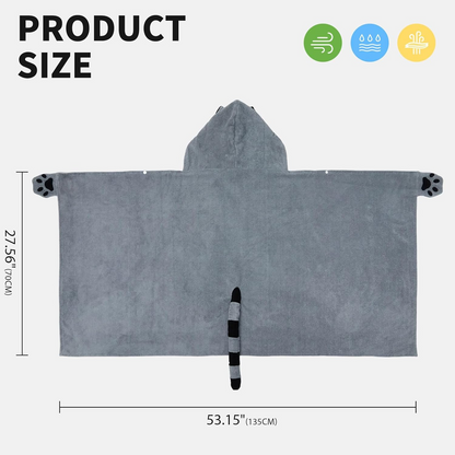 OLAOLA Kids Raccoon Animal Beach Towels Blanket Plush Soft Absorbent Microfibre Outdoor Homewear Swim Robe