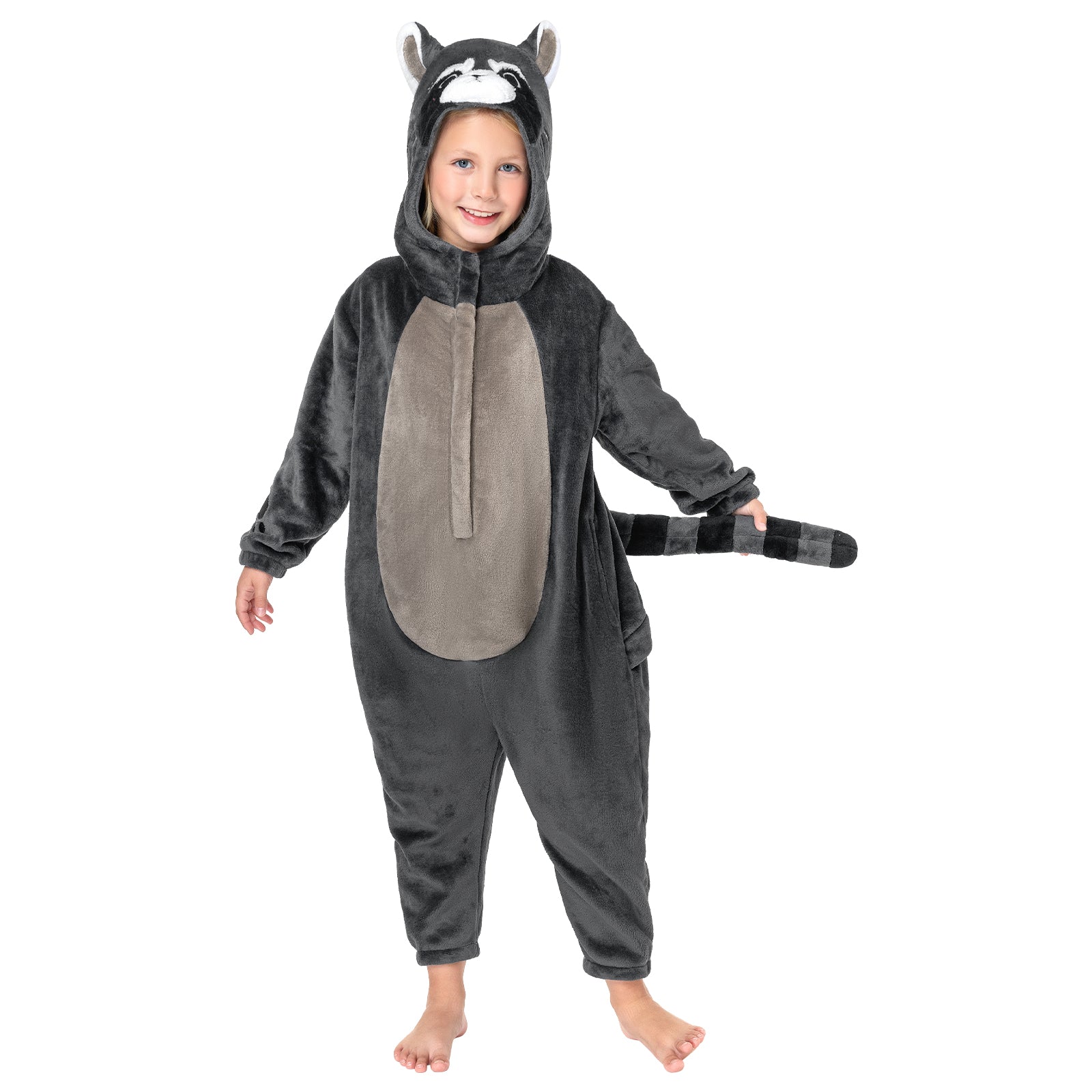 OLAOLA Kids Raccoon Animal Onesie Plush Soft Flannel Warm Home Pajamas One-Piece Sleepwear