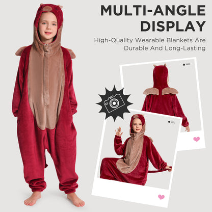 OLAOLA Kids Red Dragon Animal Onesie Plush Soft Flannel Warm Home Pajamas One-Piece Sleepwear 