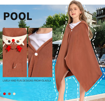 OLAOLA Kids Reindeer Hooded Beach Towels Soft Absorbent Swim Pool Towels Poncho Christmas Deer Animal Onesie