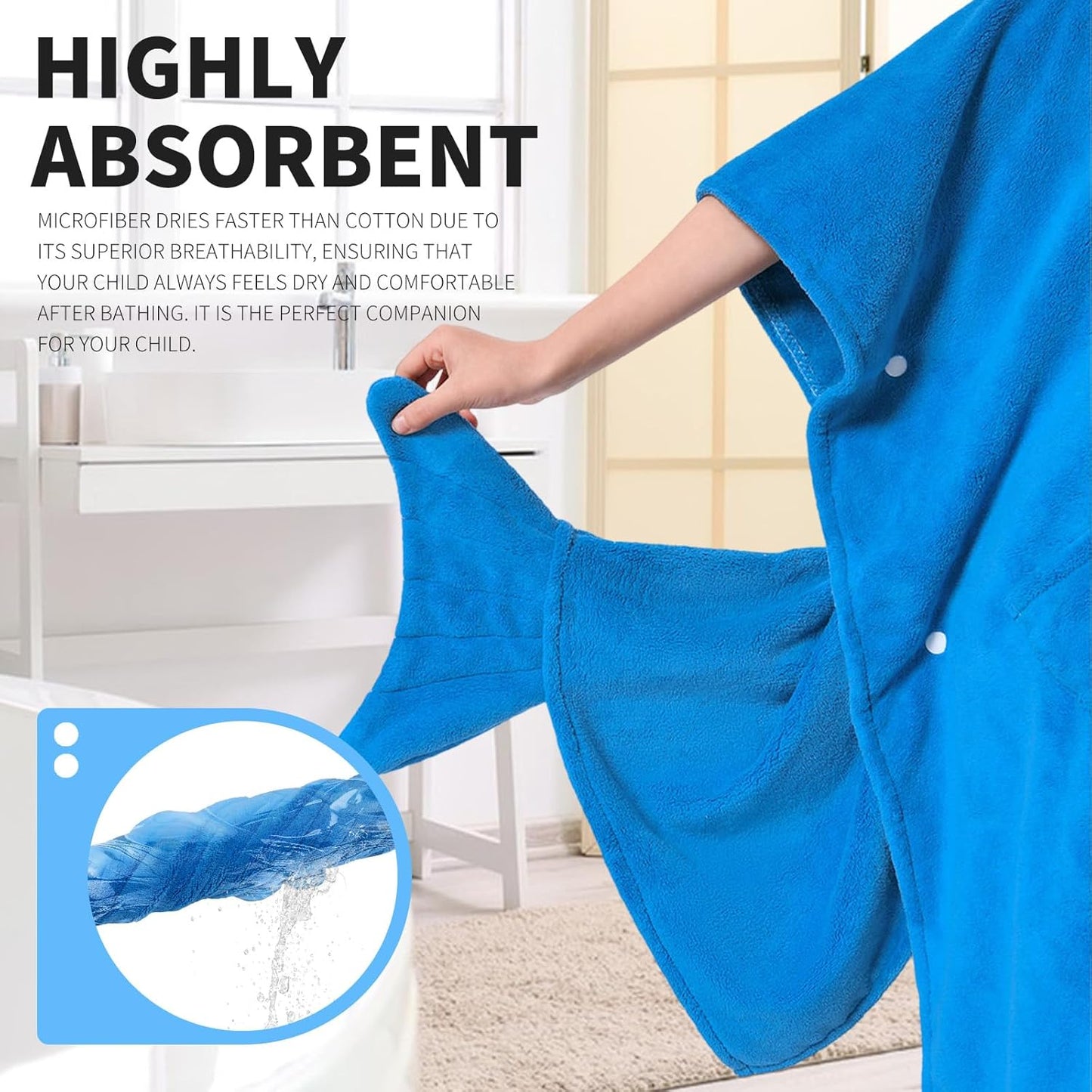 OLAOLA Kids Shark Animal Beach Bath Towels Blanket Plush Soft Coral Fleece Homewear Bath Hooded