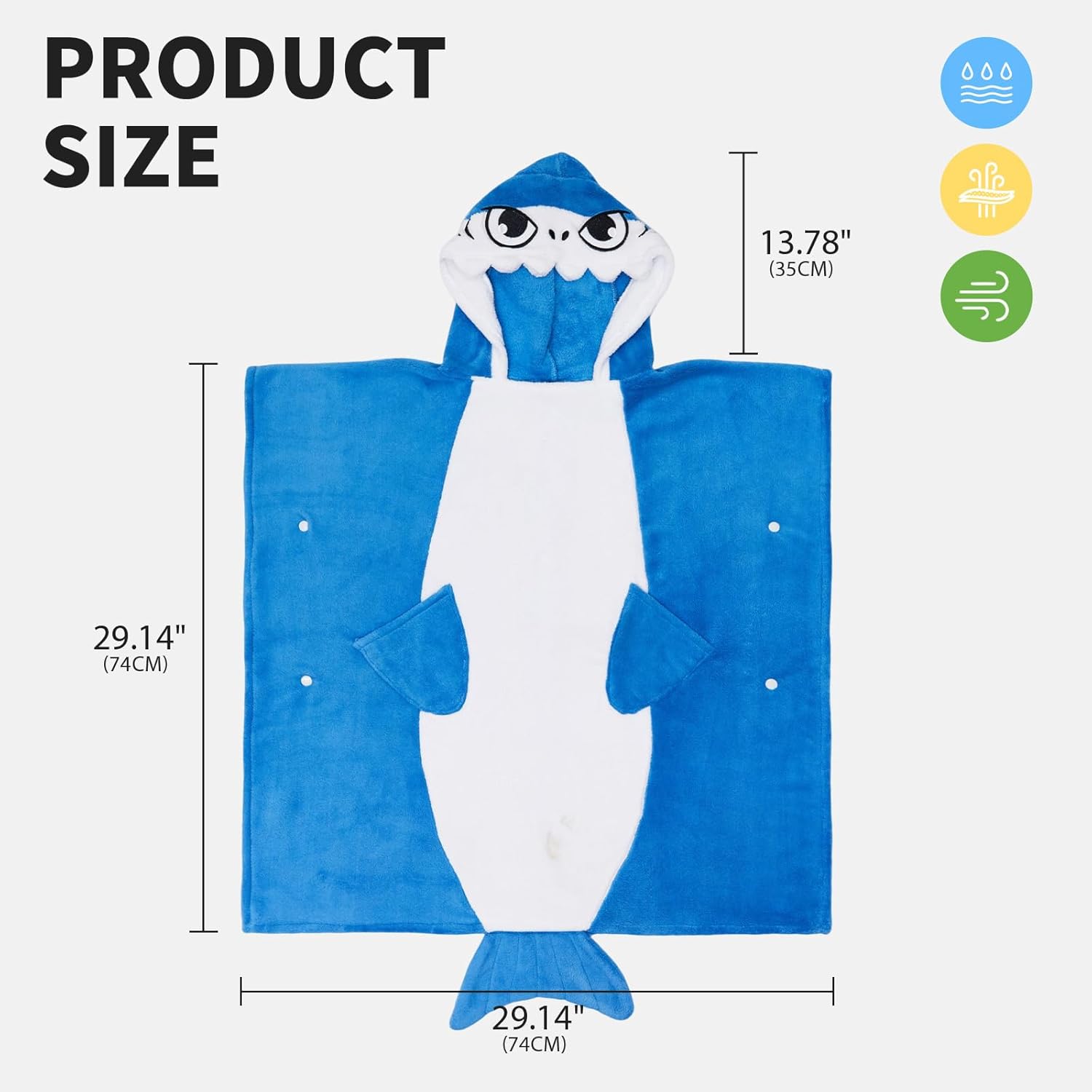 OLAOLA Kids Shark Animal Beach Bath Towels Blanket Plush Soft Coral Fleece Homewear Bath Hooded
