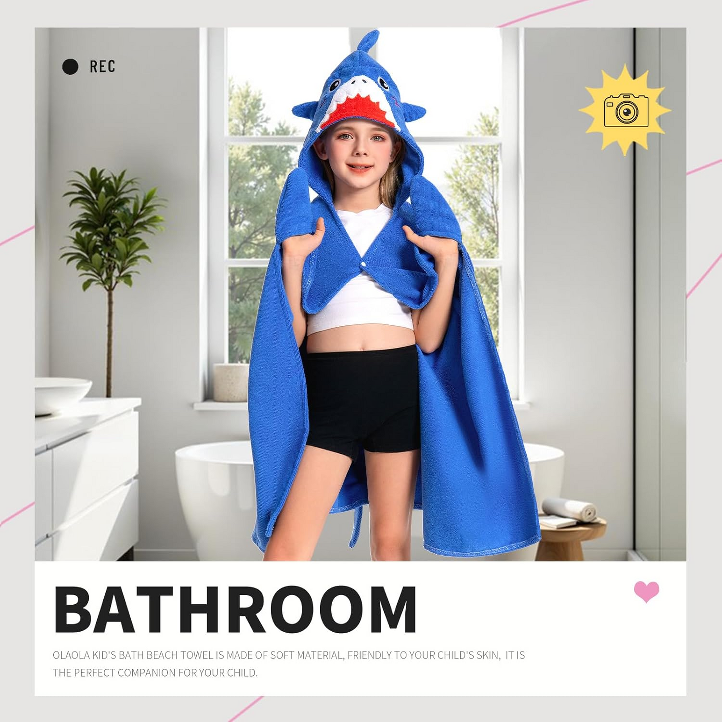 OLAOLA Kids Shark Animal Beach Towels Blanket Plush Soft Absorbent Microfibre Outdoor Homewear