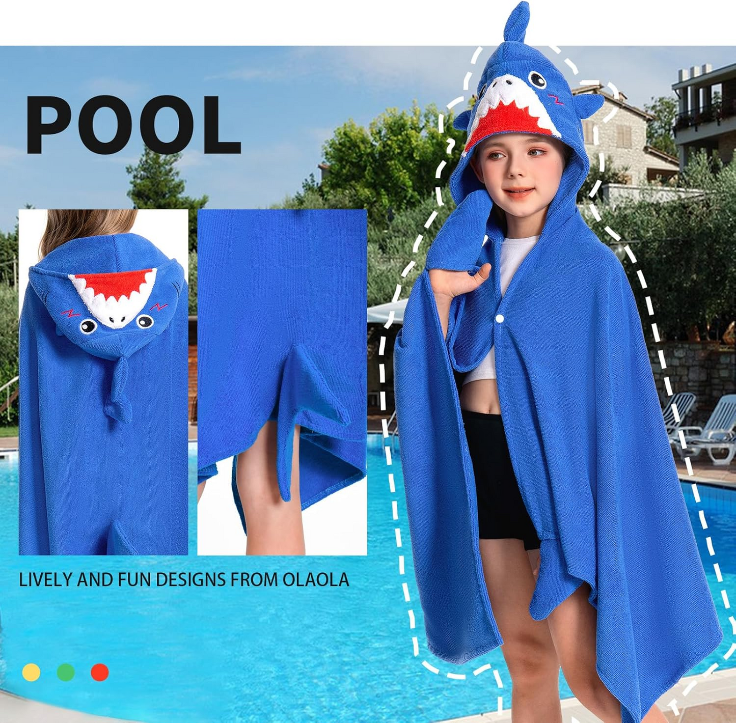 OLAOLA Kids Shark Animal Beach Towels Blanket Plush Soft Absorbent Microfibre Outdoor Homewear