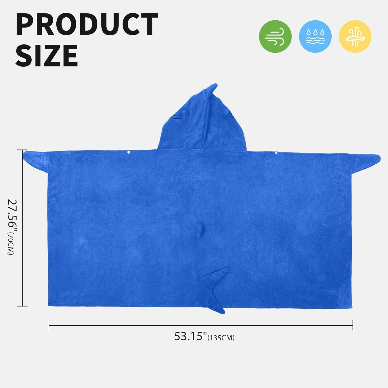 OLAOLA Kids Shark Animal Beach Towels Blanket Plush Soft Absorbent Microfibre Outdoor Homewear