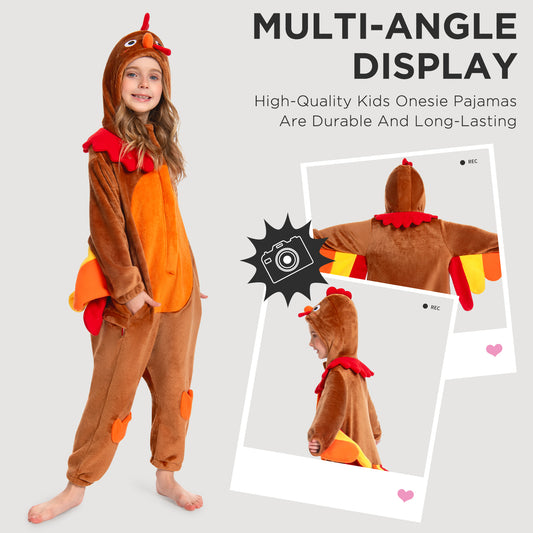 OLAOLA Kids Turkey Animal Onesie Plush Soft Flannel Warm Home Pajamas One-Piece Sleepwear