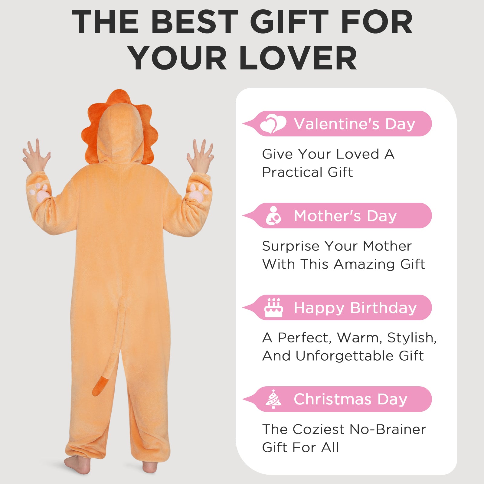 OLAOLA Lion Animals Onesie Soft Flannel Pajamas Warm Cozy One Piece Adult Cosplay Sleepwear Halloween Carnival Costume