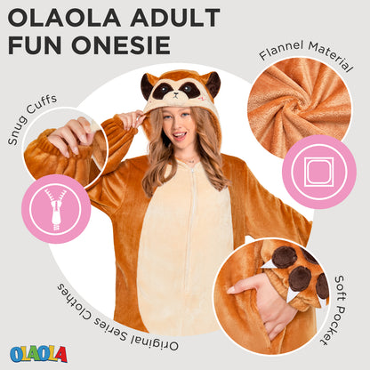 OLAOLA Meerkat Pajamas Animals Onesie Plush Warm Home One Piece For Adult Unisex Halloween Costume