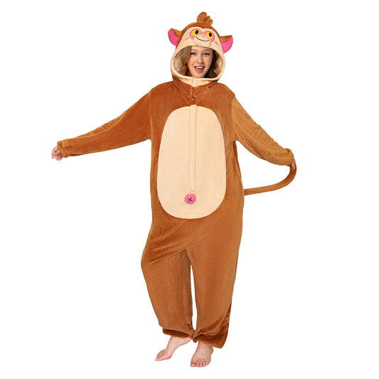 OLAOLA Monkey Pyjamas Unisex Adult Plush Animals Onesie Halloween Pajamas Warm Home One-Piece Sleepwear