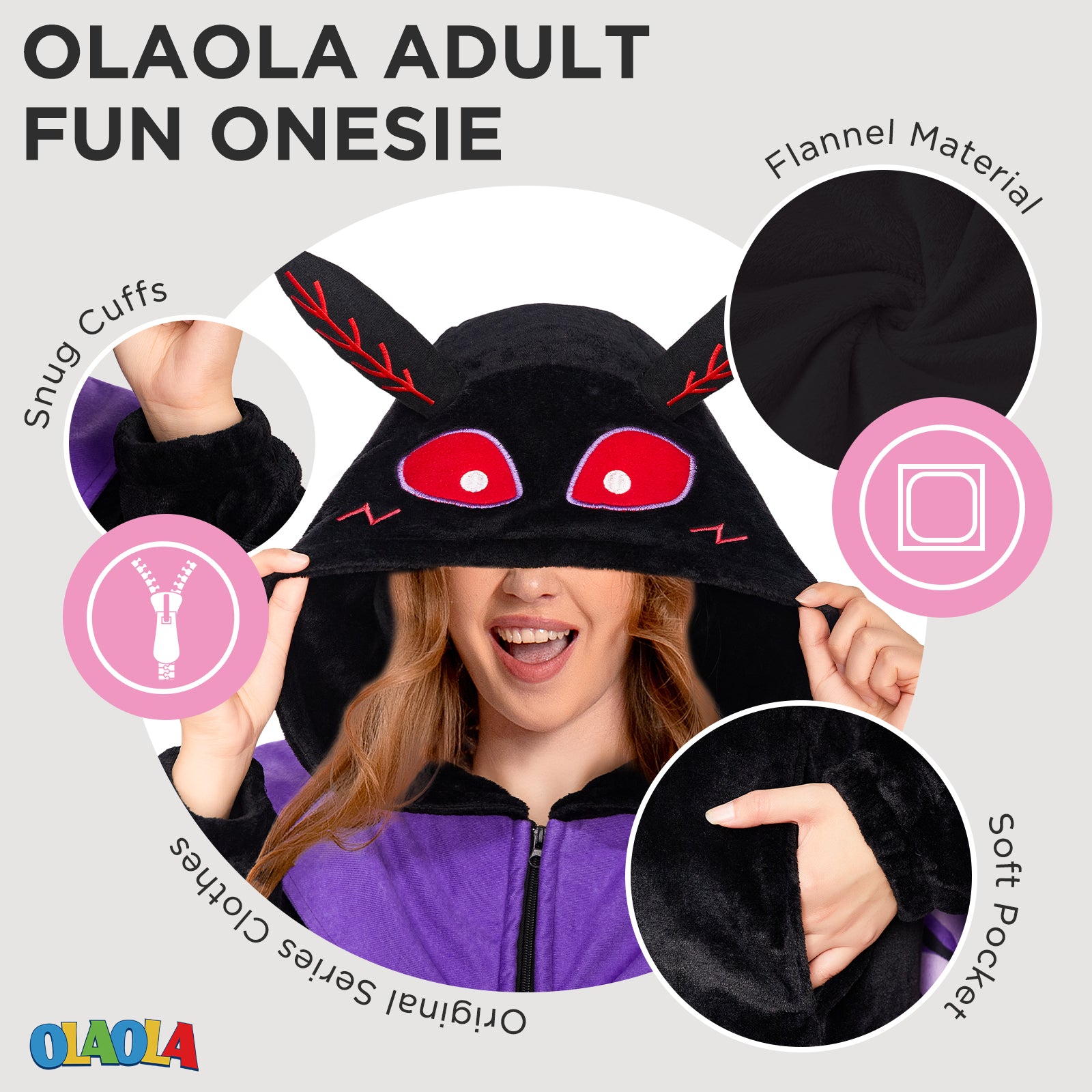 OLAOLA Mothman Pajamas Animals Onesie Plush Warm Hoodie For Adult Unisex Flannel Sleepwear Halloween Costume