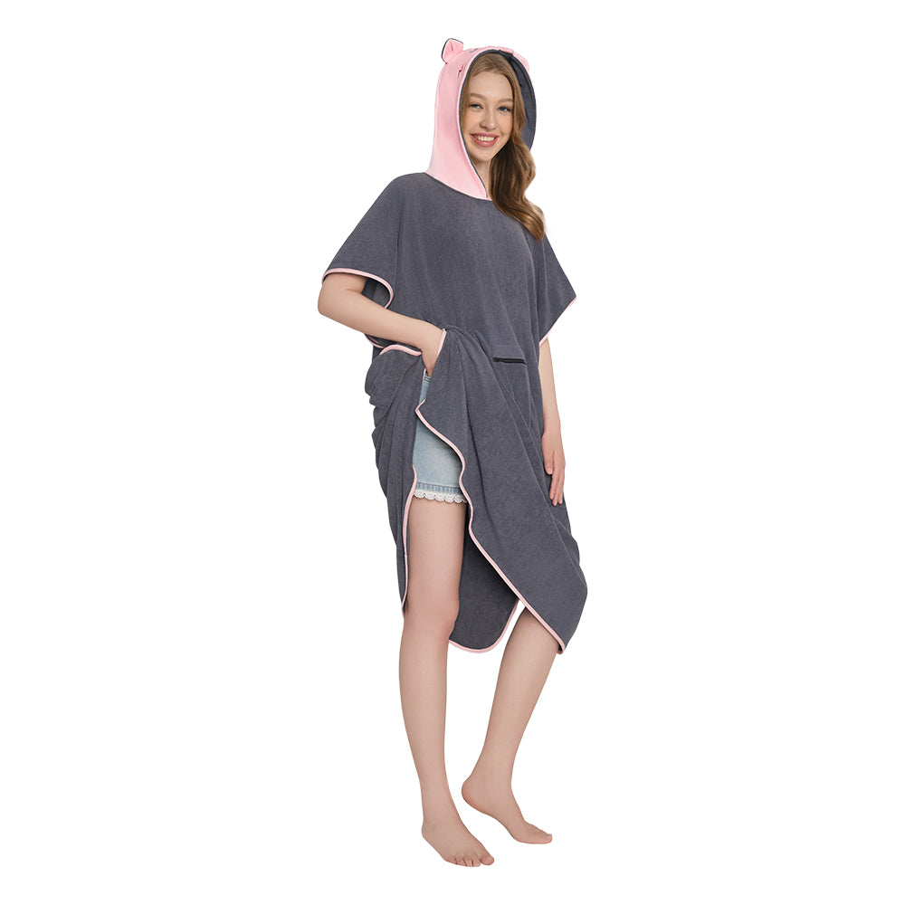 OLAOLA Opossum Beach Towels Surf Poncho Changing Towel Swim Robe With Pocket Plus Size Quick Dry Terry Cloth Cover-Up Hood