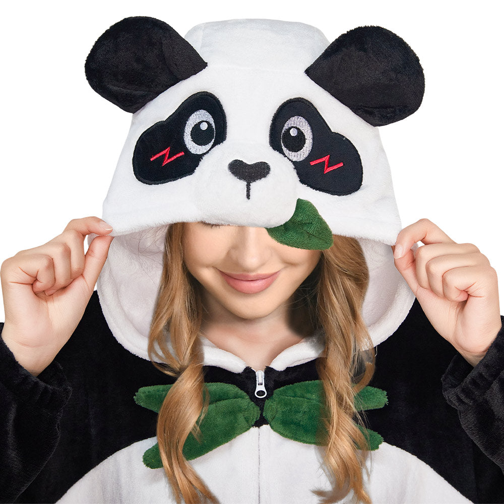 OLAOLA Panda Animal Hoodie Pajamas With Pockets Unisex Adult Flannel Animals Onesie Sleepwear Halloween Cosplay Costume
