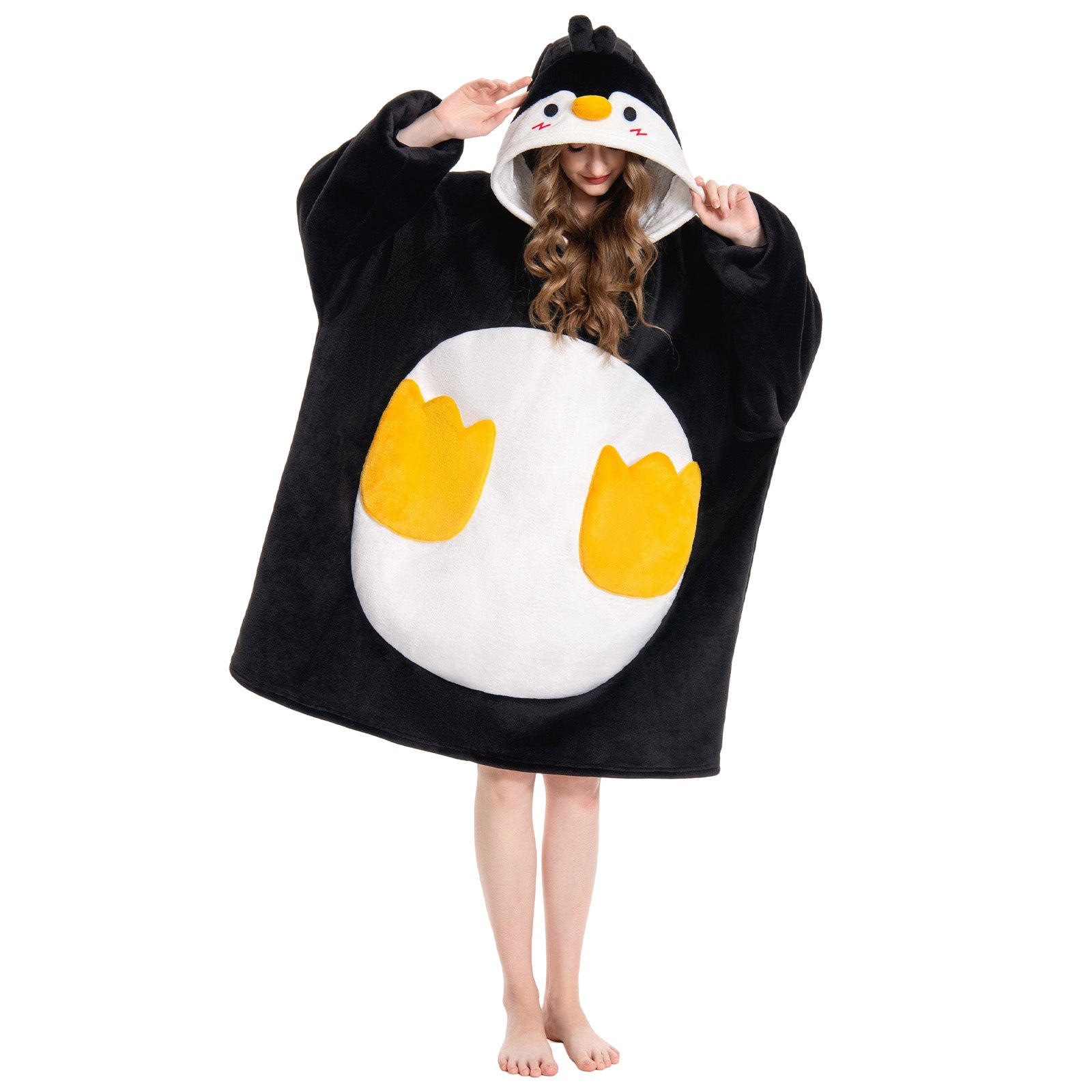 OLAOLA Penguin Wearable Blanket Hoodie Animals Onesie Oversized Soft Homwear With Giant Pocket For Adult