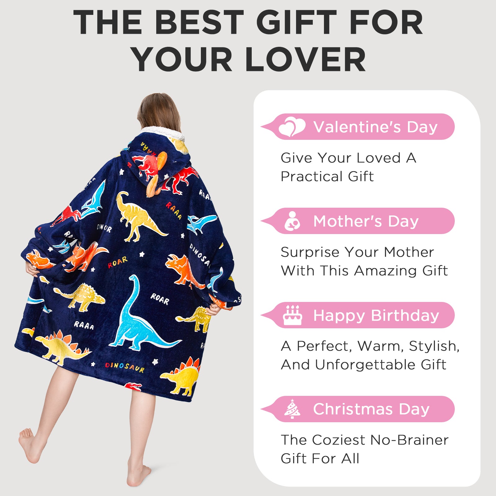 OLAOLA Printed Colorful Dinosaur Luminous Glow In The Dark Wearable Hoodie Animals Onesie Oversized Soft Homwear For Adult