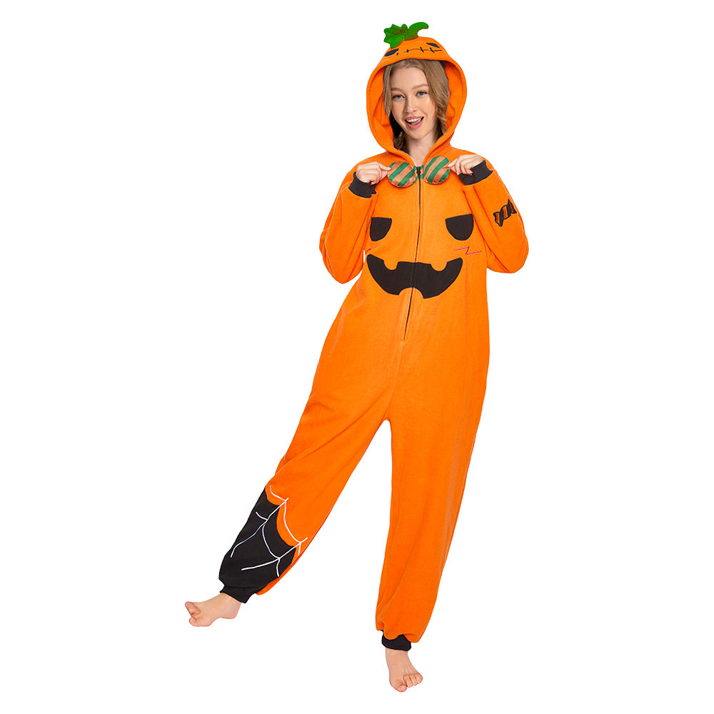 OLAOLA Pumpkin Flannel Pajamas Plush Animals Onesie Adult Soft Sleepwear Christmas Carnival Party Suit