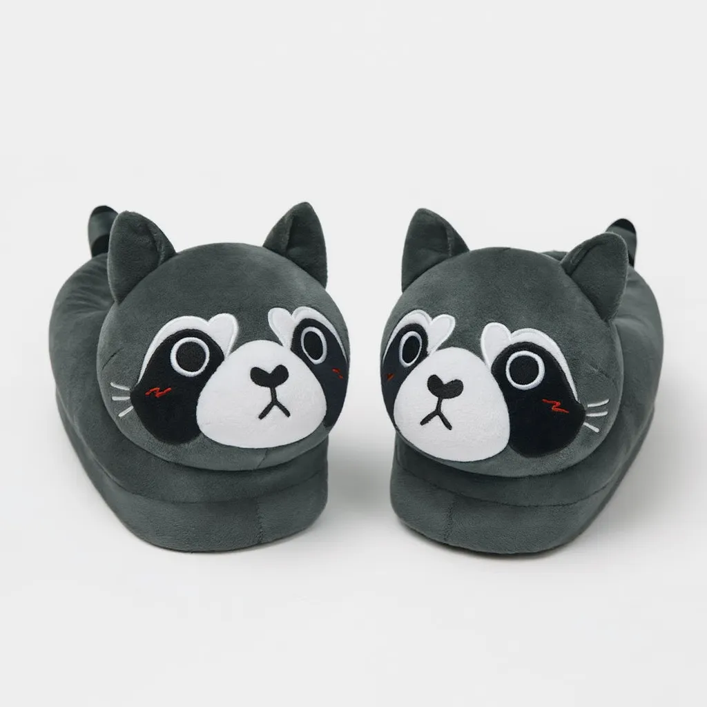 OLAOLA Raccoon Slippers Warm Plush Animal Indoor Non-slip Home Fluffy Thick Bottom Shoes Gifts For Birthday Christmas