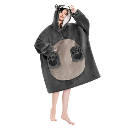 OLAOLA Raccoon Wearable Blanket Hoodie Animals Onesie Oversized Soft Homewear With Pocket For Adult