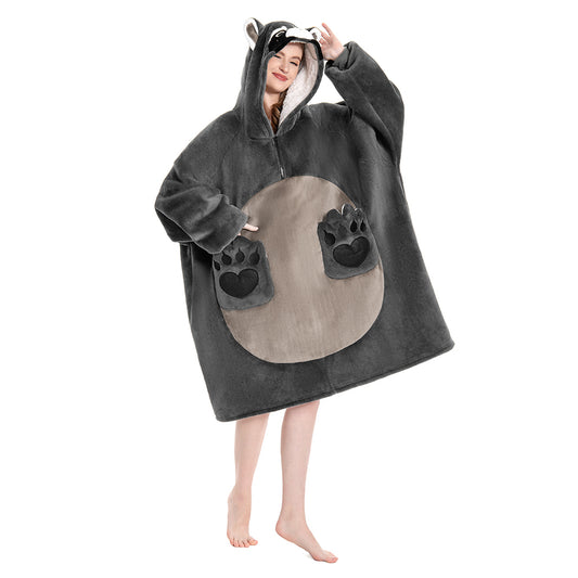 OLAOLA Raccoon Wearable Blanket Hoodie Animals Onesie Oversized Soft Homewear With Pocket For Adult