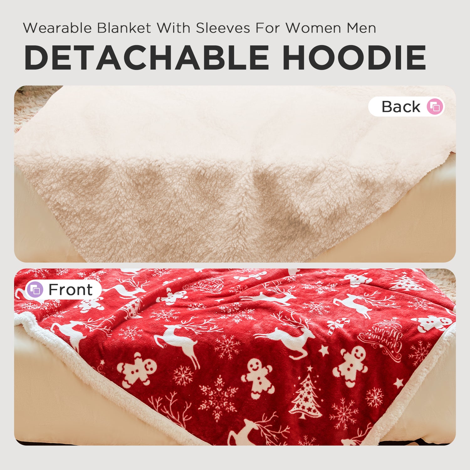 OLAOLA Red Christmas Flannel Blanket With Hat Original Design Warm Fuzzy Soft Bed Couch Sofa Throw Blanket Home Decoration