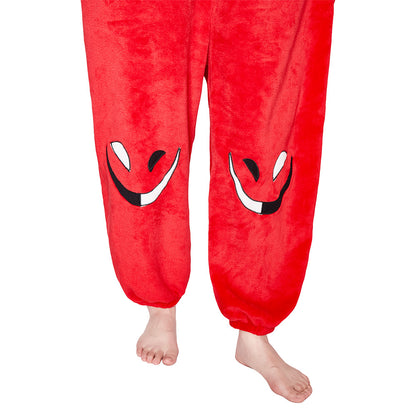 OLAOLA Red Devil Pajamas Animals Onesie Plush Warm Home One Piece Homewear For Adult Halloween Sleepwear Party