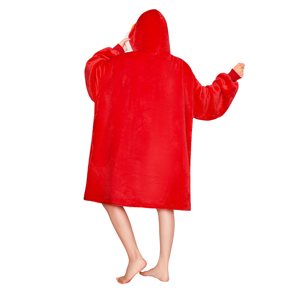 OLAOLA Red Gingerbread Man Christmas Wearable Blanket Hoodie With Zipper Oversized Fleece Sherpa Fluffy Hooded Blanket