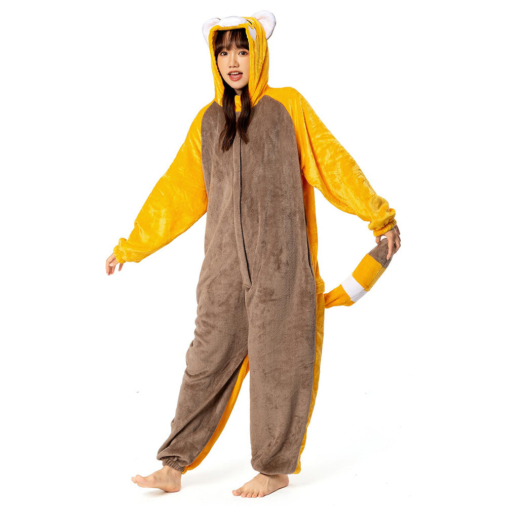 OLAOLA Red Panda Onesie Pajamas for Adults Unisex Plush Animal One-Piece Sleepwear Warm Cozy Costume Home Loungewear