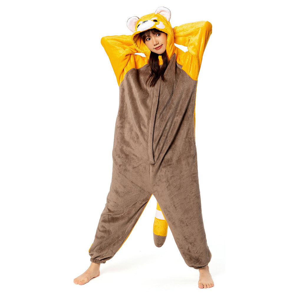 OLAOLA Red Panda Onesie Pajamas for Adults Unisex Plush Animal One-Piece Sleepwear Warm Cozy Costume Home Loungewear