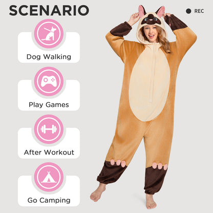 OLAOLA Siamese Cat Pajamas Animals Onesie Plush Warm Home One Piece For Adult Unisex Halloween Costume
