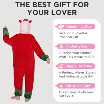 OLAOLA Strawberry Capybara Pajamas Animals Onesie Plush Warm Home One Piece For Adult Unisex Halloween Costume