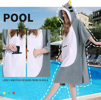 OLAOLA Unisex Adult Gray Cat Animal Beach Towels Blanket Plush Soft Absorbent Microfibre Outdoor Swim Cover Up Robe