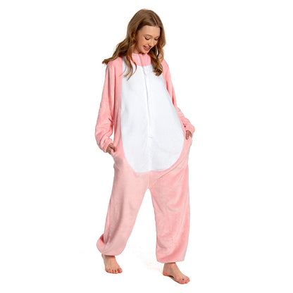 OLAOLA Unisex Adult Pink Axolotl Animal Onesie Plush Soft Flannel Warm Home Pajamas One-Piece Sleepwear