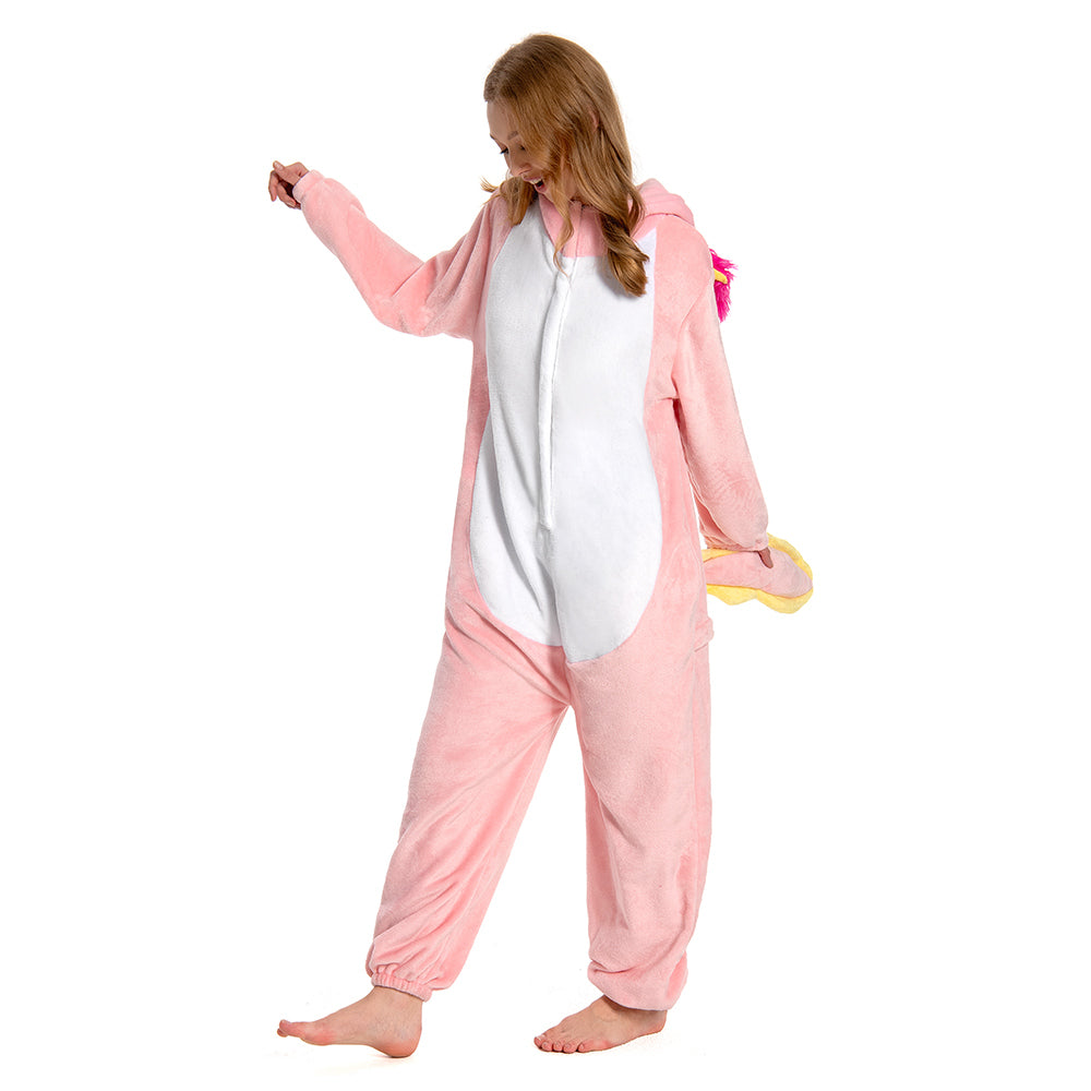 OLAOLA Unisex Adult Pink Axolotl Animal Onesie Plush Soft Flannel Warm Home Pajamas One-Piece Sleepwear