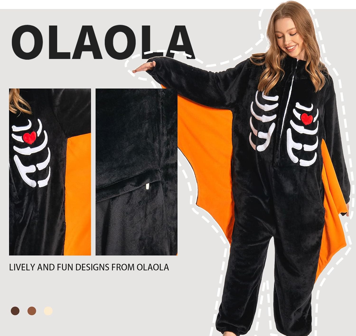 OLAOLA Unisex Adult Plush Bat Animals Onesie Pajamas Warm Home One-Piece Sleepwear