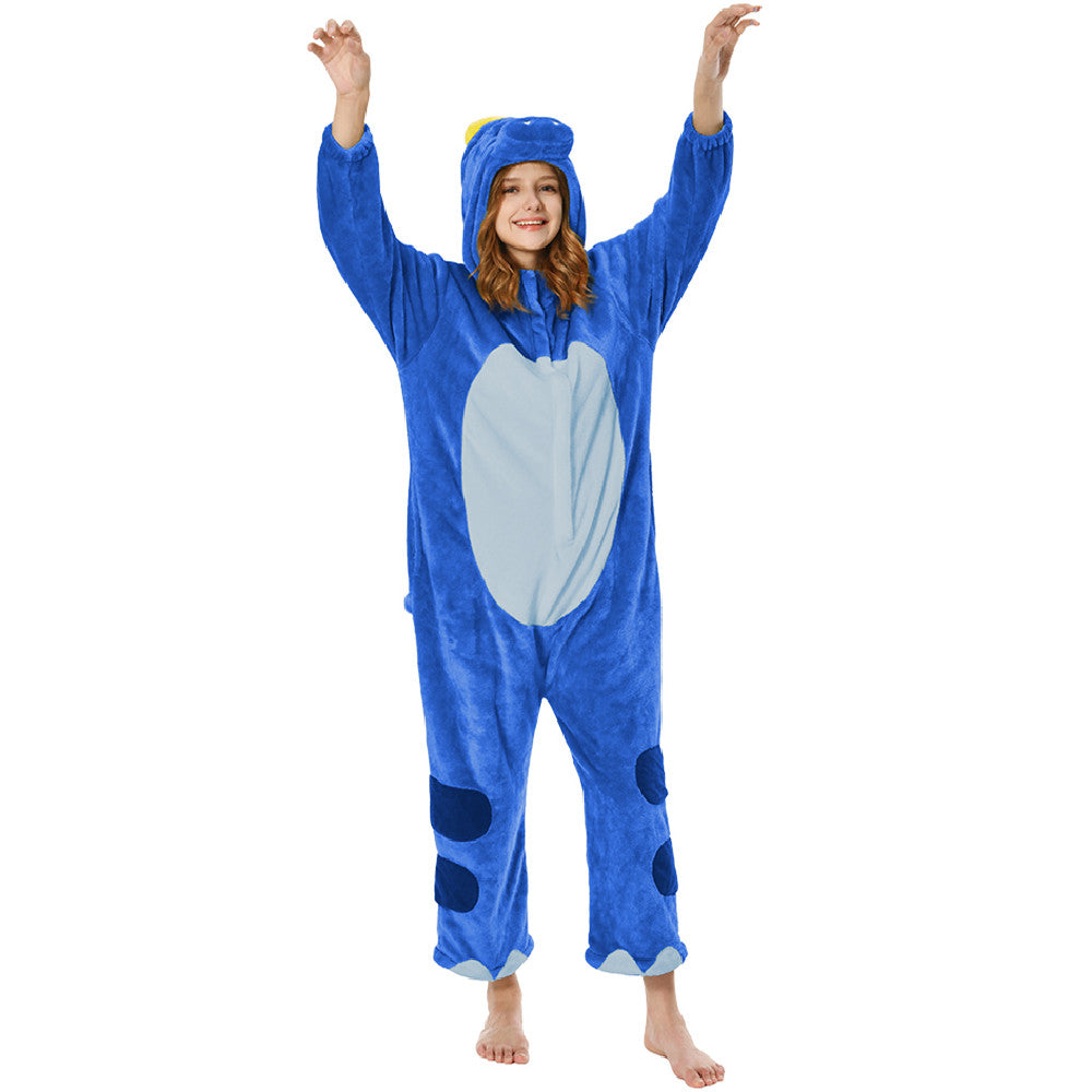 OLAOLA Unisex Adult Plush Blue Dinosaur Animals Onesie Pajamas Warm Home One-Piece Sleepwear